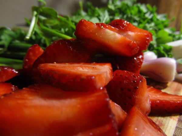 Arugula with Strawberries & Goat Feta Arugula with Strawberries & Goat Feta