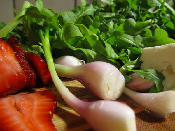 Arugula with Strawberries & Goat Feta Arugula with Strawberries & Goat Feta