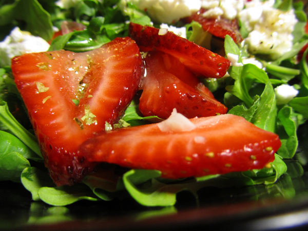Arugula with Strawberries & Goat Feta Arugula with Strawberries & Goat Feta