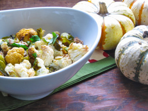 Roasted Brussels Sprouts & Cauliflower with Chorizo