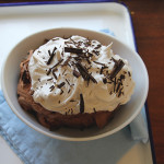 Vegan chocolate mouse with orange vanilla bean whipped créme